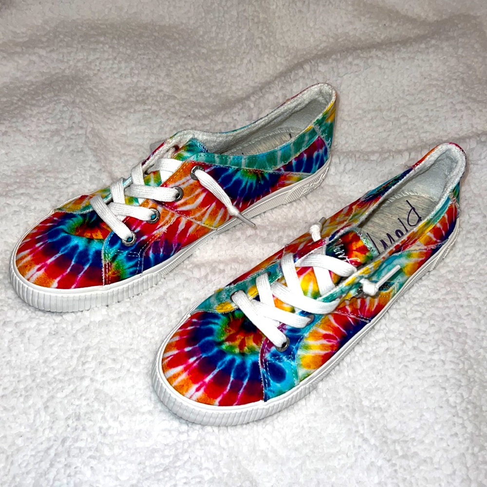 Tie dyed slide on shoes